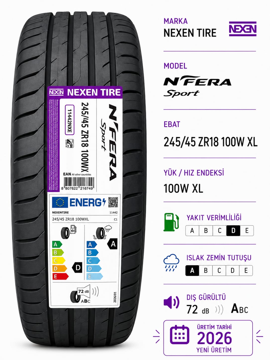 245/45 R18 100W XL N F ERA SPORT NEXEN