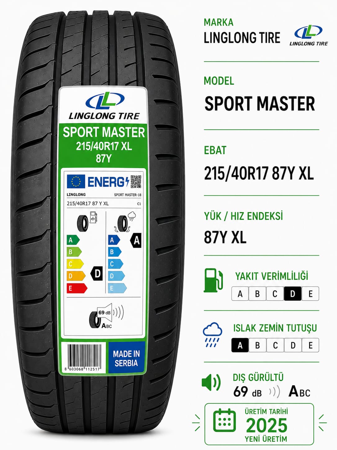 215/40 R17 87Y XL SPORT MASTER LİNGLONG