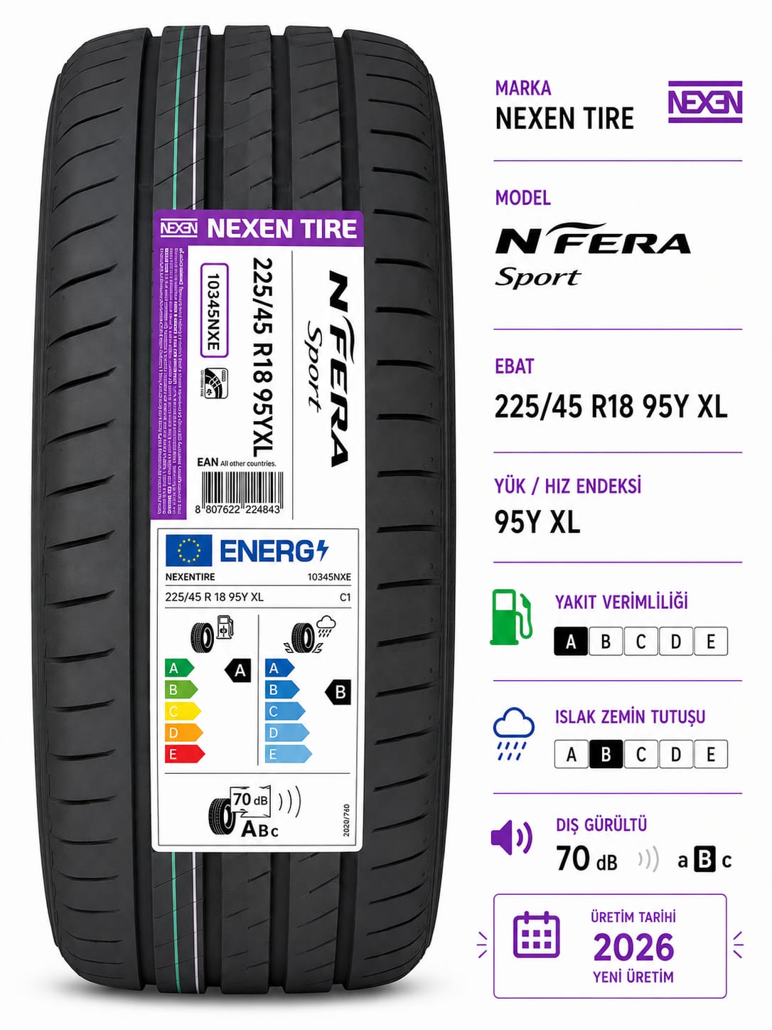 225/45 R18 95Y XL N FERA SPORT NEXEN