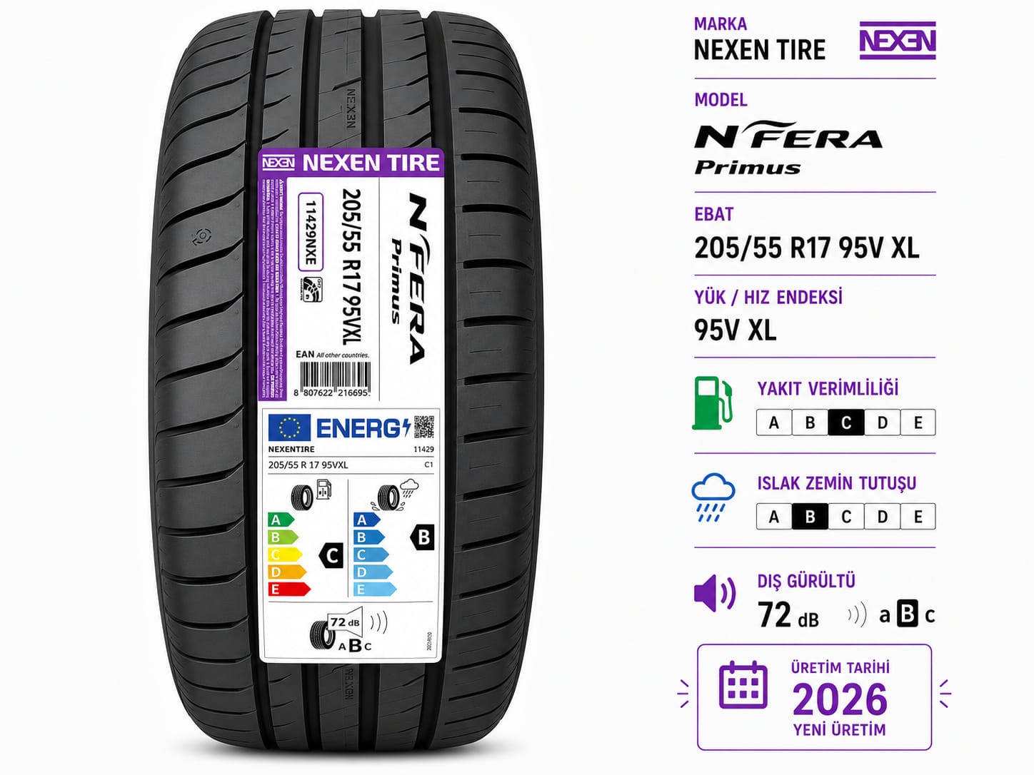 205/55 R17 95V XL N FERA PRİMUS NEXEN